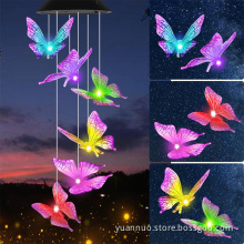 Purple Butterfly Solar Wind Chimes Outdoor Color Changing